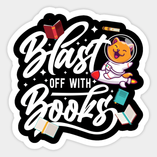 Blast off With Books Sticker